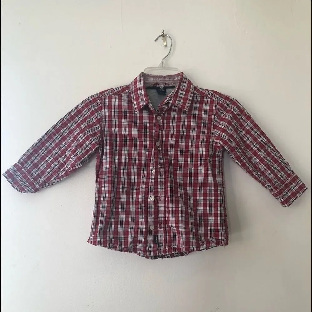 Oshkosh b’gosh Red Plaid Button Down Lined Shirt 5